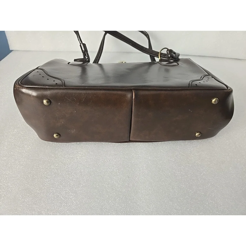 Vintage Brown Vinyl Handbag‎ Purse - Top Handle - Snap Closure